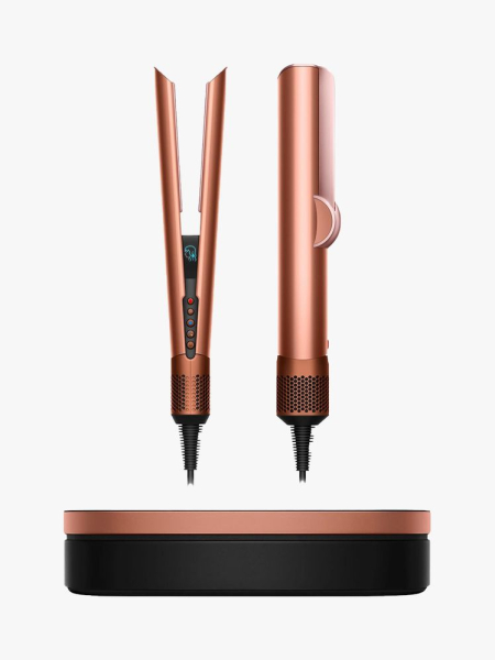 Dyson Limited Edition Airstrait Straightener in Amber Silk on light gray background